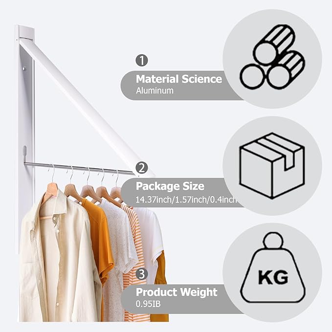Clothes Drying Rack Folding Indoor,Laundry Room Organization,Wall Mounted Drying Racks for Laundry,Laundry Drying Rack Collapsible,Laundry Drying Rack,Retractable Clothesline (Pearl White)