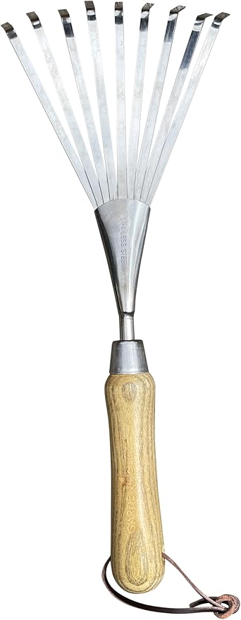 Garden Guru Eco Hand Rake Soil Tiller- 100% Recycled Stainless Steel - Rust Resistant - FSC Certified Wood Ergonomic Handle - Great for Gardening Cultivating,Loosening Soil & Spreading Mulch (4 Pack)