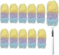 Heavy Duty Duster Refills, Disposable Dusters Kit for Cleaning Dusting Furniture Blind Ceiling Fan, Multi Surface 360 Feather Duster(10)+3FT Extended Handle（1） (Colorful)