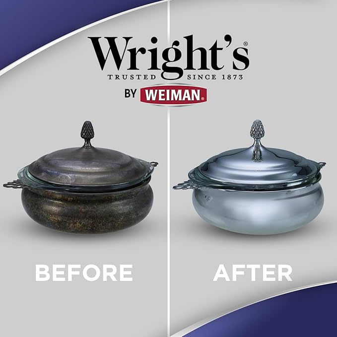 Wright's by Weiman Silver Cleaner and Polish Cream - Gently Clean and Remove Tarnish without Scratching, Ammonia-Free, 8 Ounce, 2 Pack with Polishing Cloth