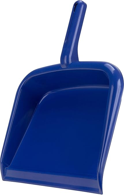 SPARTA Large Handheld Dustpan with Hanging Hole, Heavy-Duty Plastic Dustpan with Wide Lip for Countertops and Surfaces, Plastic, 10 Inches, Blue
