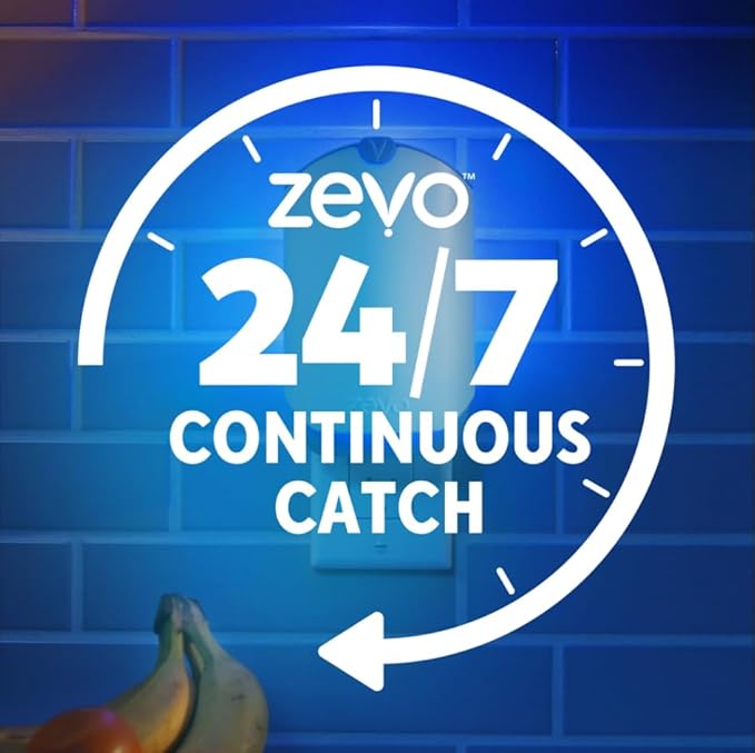 Zevo 8 Refill Cartridges – High-Capacity Pack for Zevo Plug-in Flying Insect Trap – 24/7 Indoor Protection