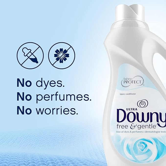 Downy Ultra Plus Free & Gentle Laundry Fabric Softener Liquid, Concentrated, 152 Loads Total, 51 Fl Oz (Pack of 2), White