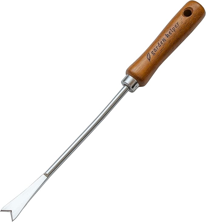 Dandelion Weed Puller Tool Handheld 13" - Garden Weeder Root Removal Tool - Heavy Duty Japanese Steel with Wood Handle - Made in Japan