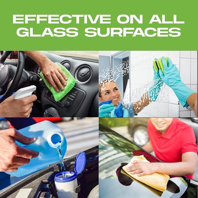 WASH&WHIPS Window, Glass Cleaner Pit Stop Refill Effervescent Tablets – 16 Bottles, Cleans Glasses, Windows, Mirrors,Steel Appliances – Streak-Free, Car, Office, Home & Kitchen
