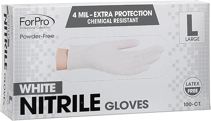 ForPro Disposable Nitrile Gloves, Chemical Resistant, Powder-Free, Latex-Free, Non-Sterile, Food Safe, 4 Mil