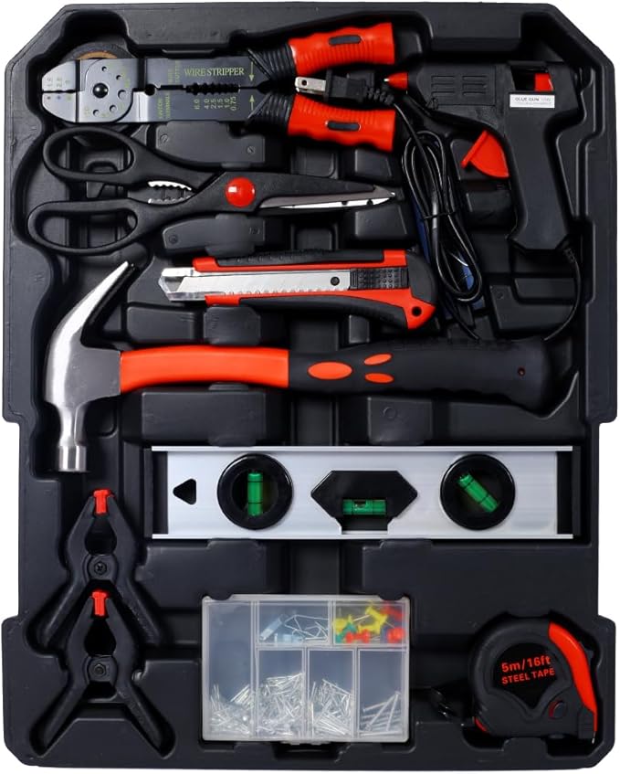 Home Repair Tool Set Kit, Luxebough Mechanics Tool Set with Rolling Tool Box, 4 Drawer Toolbox Storage Case, General Household Tool Kit for Maintenance, Garden, Homeowner, Handyman (900 PCS)