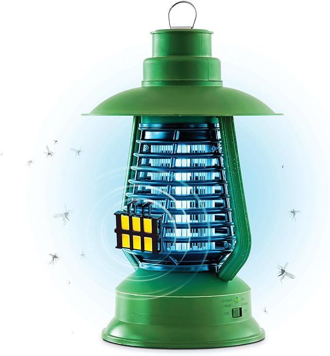 Black Flag 2000v Bug Zapper Lantern | Rechargeable Indoor/Outdoor Fly Zapper | 12-Hour Electric UV Pest Control (Green)