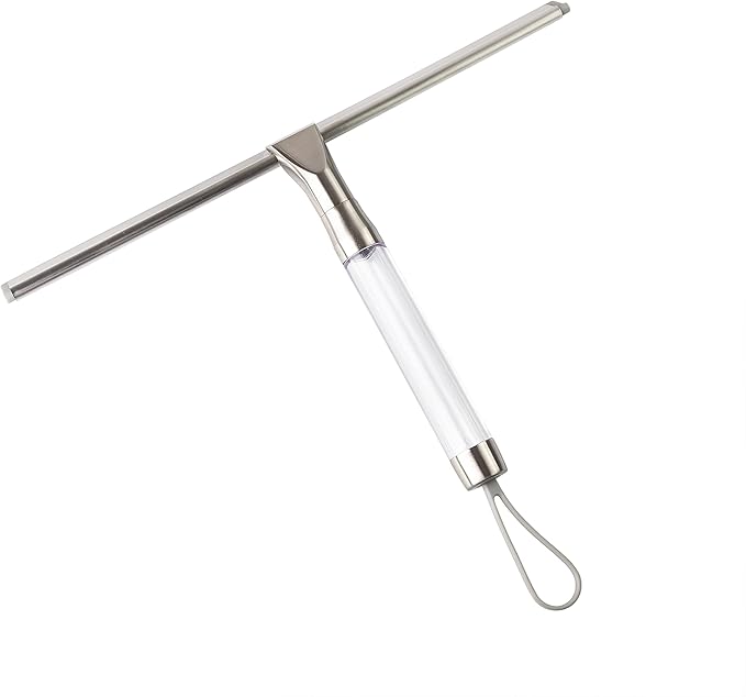Zadro 12 Inch Wide Large Silicone Big Squeegee for Windows, Bathroom Shower Squeegee for Car Wash, Large Hanging Hook & Wall Mount Bracket (Clear, 12 in.)