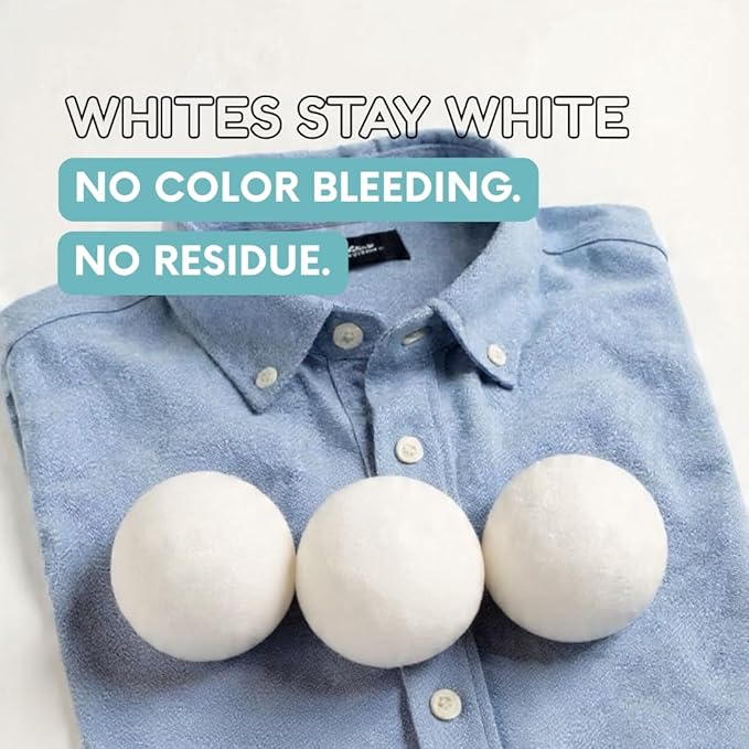 Wool Dryer Balls – 6 XL Organic New Zealand Wool Dryer Balls | Reduce Drying Time, Anti-Static & Wrinkle Reducing | Reusable Fabric Softener Alternative (White & Black Set)