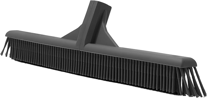 Superio 16"" Slim Silicone Salon Broom - Carpet Rake for Liquid, Human Hair, Pet Hair, and Fur Space Saving and Easy to Wash, Gray, 1281-993