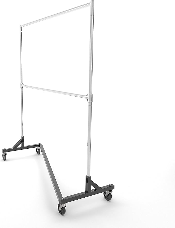 Econoco Commercial Garment Rack - Rolling Clothes Rack, Heavy Duty (Z Rack with Add On Hang Bar, Black)