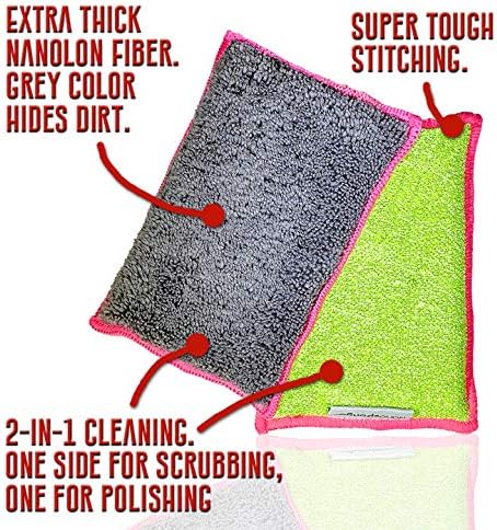 Nano Sponge Cleaning Sponges. Supersized Everyday Heavy Duty Household Kitchen and Dish Sponge. 2 Pack. 6 x 4