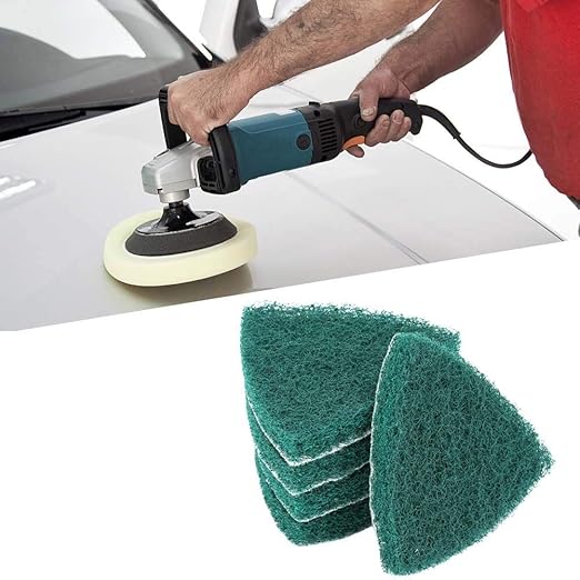 Fafeicy 5pcs Triangle Scouring Pad, Polishing Pad Self Adhesive Plate Grinding Machine Accessories, Industrial Cleaning Cloth