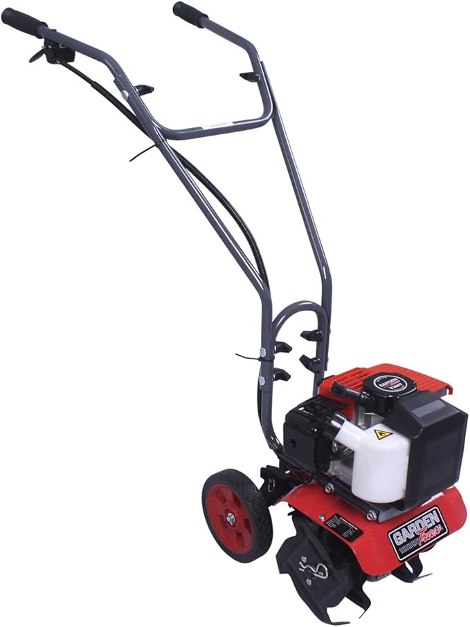 GardenTrax Cultivator 43cc 2-Cycle Engine, Powerful Tiller w/Height Adjustable Wheels