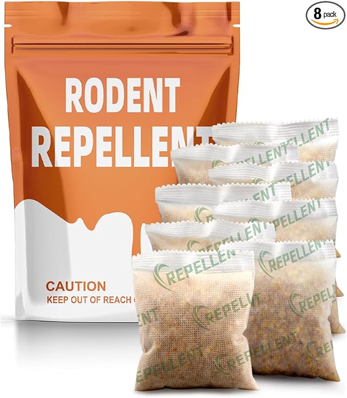 Rodent Repellent Pouches, Mouse Repellent, Mice Repellent Indoor, Natural Peppermint Mouse Repellent, Get Rid of Rodent/Rat & Mice, Safe for Children and Pets - 8P