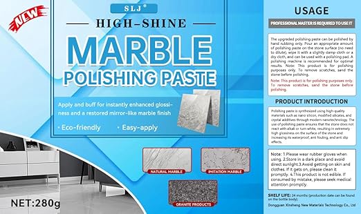 Granite Polishing Paste, Marble Cleaner Countertop, Stone Etch Remover - Professional Polish Compound for Granite, Marble, Quartz & Natural Stone | New Polishing Upgrade, Easier to Use