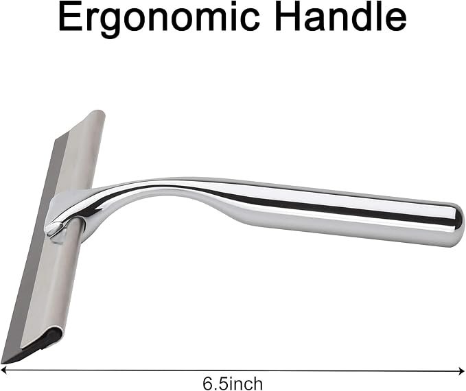 Aliglow All Purpose Stainless Steel Squeegee for Glass Shower Doors, Car Window, Home Mirrors, Bathroom Shower Cleaner Wiper 10 inches