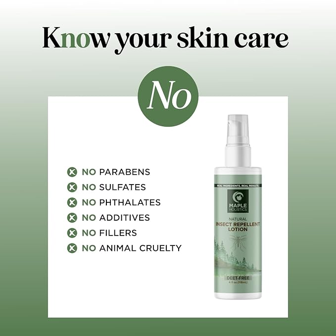 Bug Repellent Lotion for Adults & Kids - DEET Free Insect Repellent Lotion for Ticks & Mosquitoes - Made with Citronella & Lemongrass - Dermatologist Tested - Light Scent Vegan & Cruelty Free (4oz)