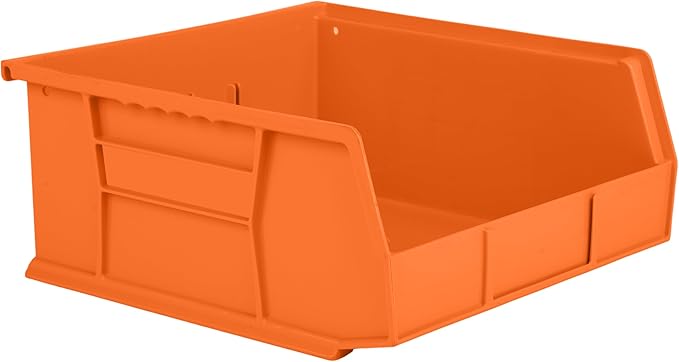 Hudson Exchange 11" x 11" x 5" Plastic Stackable Storage Bin and Hanging Container (Orange, 1 Pack)