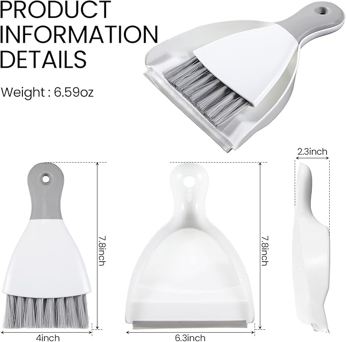 Zopeal 6 Sets Mini Dustpan and Brush Set Small Broom and Dust Pan Portable Multifunctional Whisk Hand for Car Table Desk Countertop Keyboard Kitchen Cat Dog Nest Home Cleaning Tool