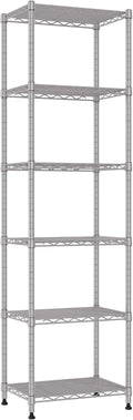 REGILLER 6 Wire Shelving Steel Storage Rack Adjustable Unit Shelves for Laundry Bathroom Kitchen Pantry Closet (16.7L x 11.9W x 64H, Silver)