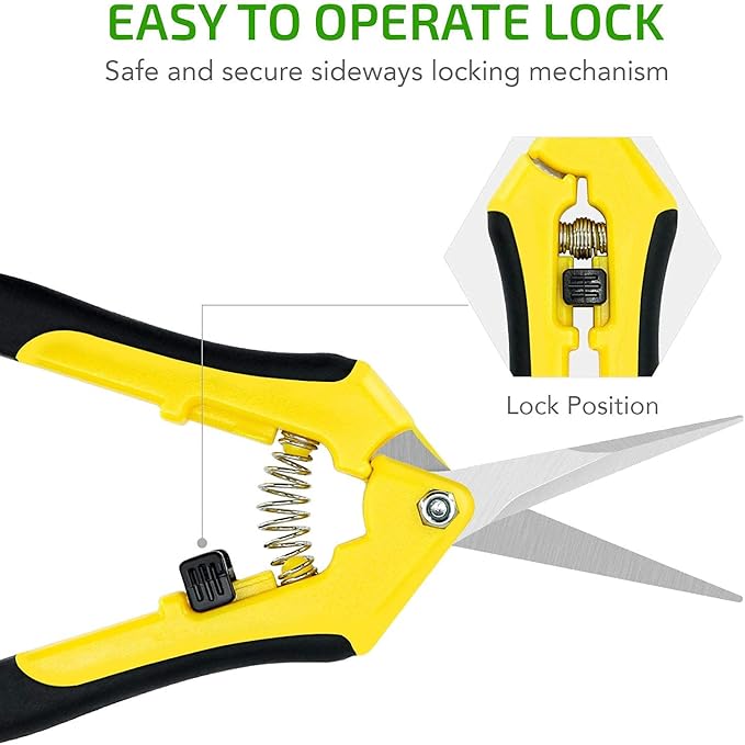 iPower 6.5 Inch Gardening Scissors Hand Pruner Pruning Shear for Gardening and Trimming, Heavy-Duty, Ultra Sharp Stainless Steel, Yellow, 6-Pack