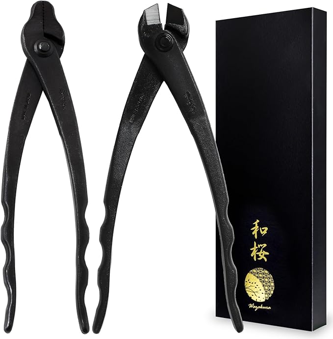 Wazakura Forged Japanese Bonsai Tool Set MADE IN JAPAN, Bonsai Tree Wire Cutter 7.7inch(195mm) + Bonsai Pliers 8.25inch(210mm)
