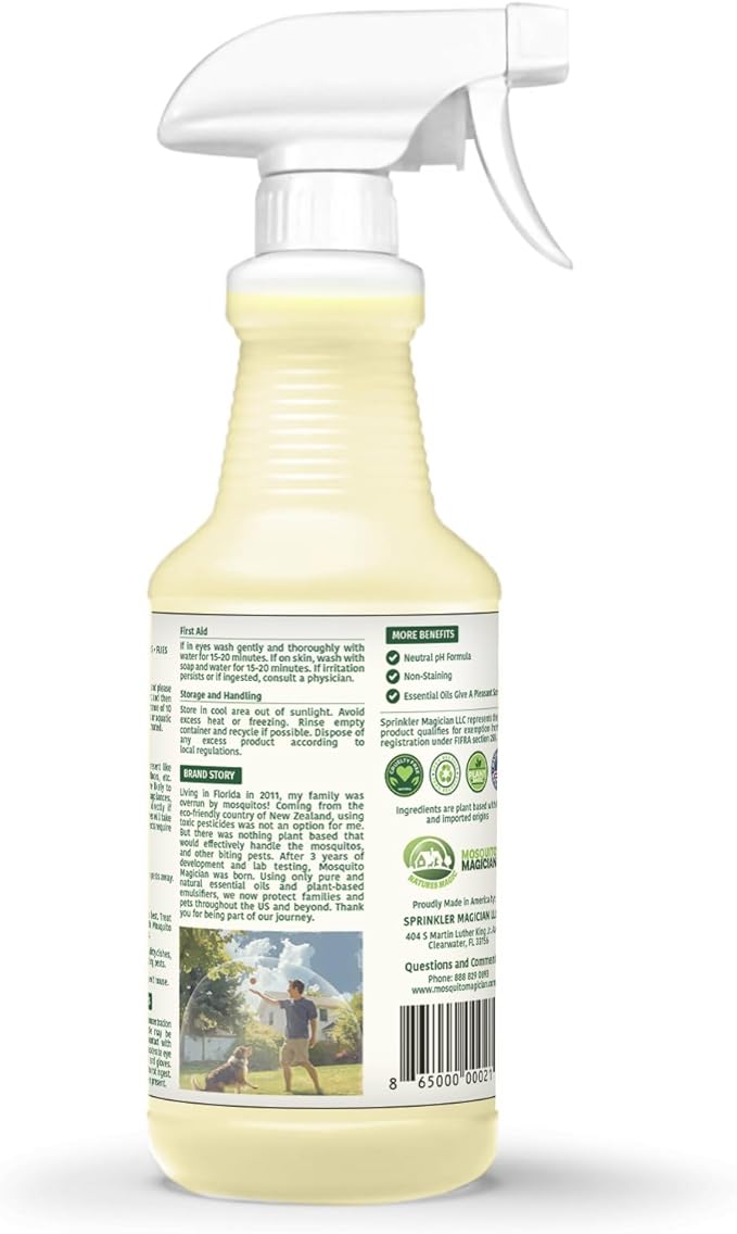 Mosquito Magician Indoor and Outdoor Spray - Use for Carpet, Furniture, Bedding, Couches & Pets – Plant-Sourced with Essential Oil– Rosemary, 16 OZ