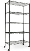 HealSmart Heavy Duty 5-Shelf Storage Shelving Unit, 1250lbs Loading Capacity, 29.92" D x 13.98" W x 62.99" H Adjustable Steel Organizer Wire Rack, Black