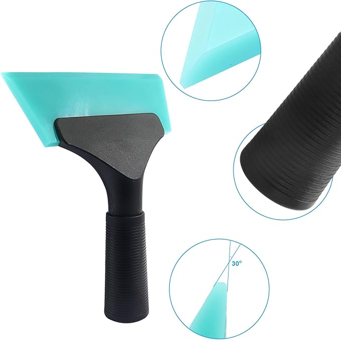 Small Squeegee 5 inch Rubber Window Tint Windshield Scraper, Non-Slip Handle Glass Cleaner for Car Glass Mirror Shower Door/Bathroom Cleaning(Light Blue, 1 Pack)