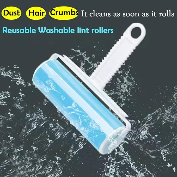 Reusable Travel Lint Roller 3 Pack, Washable Lint Roller Compact Pet Hair Remover Cleaner with Cover for Clothes, Pet Hairs, Include Large, Medium, Small Size