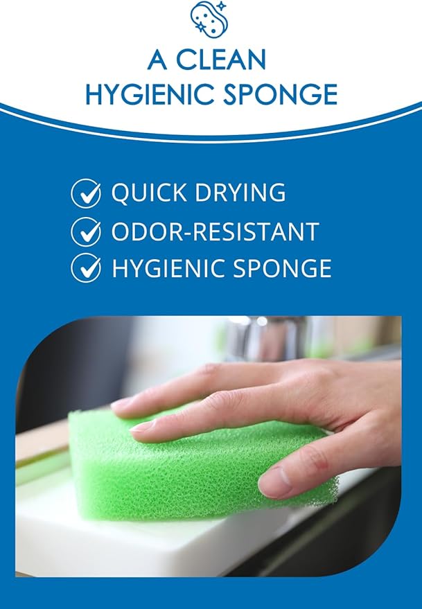 SunSun Sponge Kitchen Sponges, Made in Japan All Surface Scratch-Free Odor Resistant Durable Long-Lasting Sponge for Dishwashing, Monochrome, 4 Count
