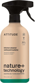 ATTITUDE Kitchen Cleaner Spray, EWG Verified, Degreaser Spray to Cut Grease & Grime, Plant-Based & Vegan, Lavender & Rosemary, 26 Fl Oz