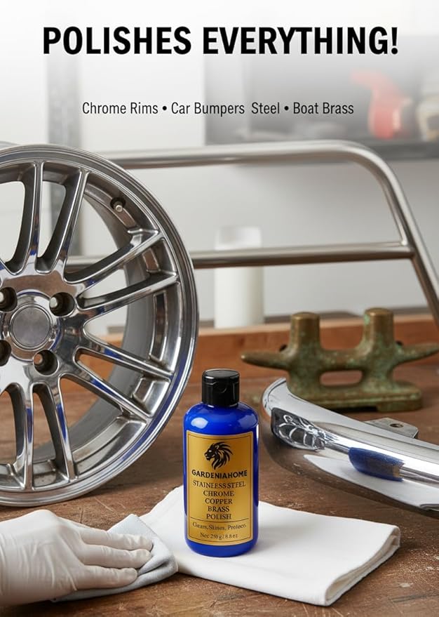 Metal Polish Paste – Stainless Steel Copper Brass Bronze Chrome Cleaner – Metal Cleaner – Tarnish Remover – Restores Shine – For Pots Pans Sink Cookware Household Metal Use – 8.8 oz 250 g