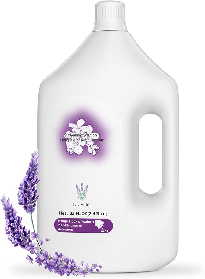 82 FL OZ/2.42 L Lavender Scented Floor Cleaning Solution Compatible with Ecovacs X1/X2/X5/X9/X11/T20/T30/T80/N20/N30 Series and all other Robot Vacuum, Deep Deodorization Free Stain Busting Residue