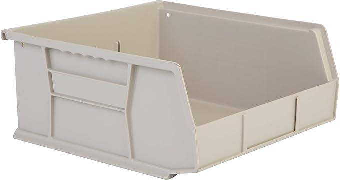 Hudson Exchange 11" x 11" x 5" Plastic Stackable Storage Bin and Hanging Container (Stone, 1 Pack)