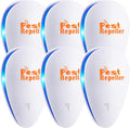 Ultrasonic Pest Repeller, Set of 6-Packs Electronic Plug in Repellent Indoor for Flea, Insects, Mosquitoes, Mice, Spiders, Ants, Rats, Roaches, Bugs, Non-Toxic for Humans & Pets, White.