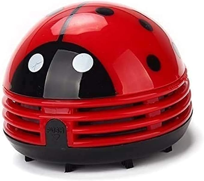 E ECSEM Cute Portable Cartoon Mini Desktop Vacuum Cleaner Table Dust Crumb Sweeper(Red#002)