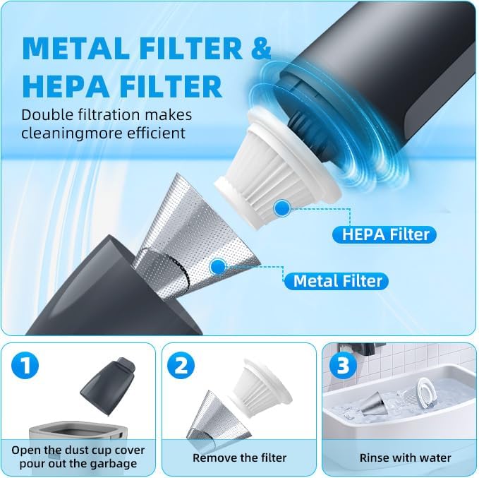 PATO Cordless Handheld Vacuum Cleaner, Mini Car Vacuum with Powerful Suction, 1800mAh high-Capacity batteryPortable Dust Collector Glossy White.