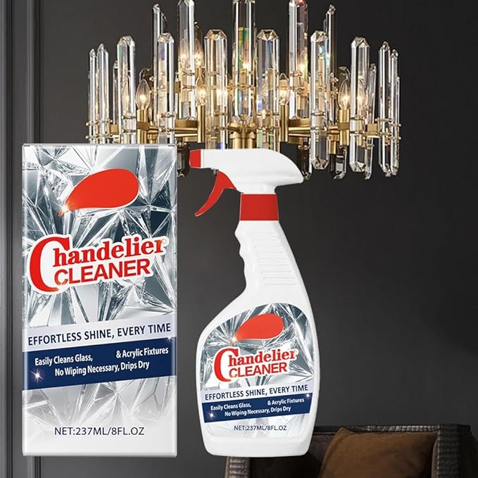 2 Pcs Chandelier Cleaner Spray – No Wipe Crystal & Brass Cleaner for Chandeliers, Drip-Dry Formula, Safe for Glass, Silk Plants, and Dark Crystals – Fast Dusting & Streak-Free Cleaning