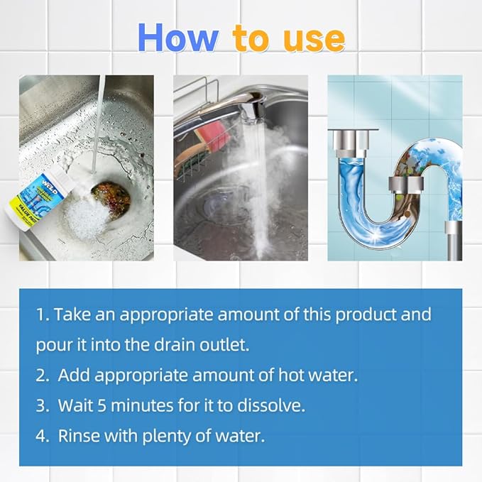Sink Drain Cleaner, 2025 New Multi-functional Sink and Drain Cleaner Powder Cleaning, Drains Cleaner Foam Cleaner, Powerful Pipe Dredging Agent for Home Kitchen Toilet (1Pc)