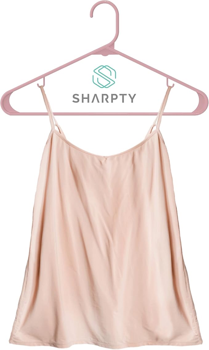 Sharpty Plastic Hangers Clothes Hangers for Clothing, Closet, Coats & Shirts - Durable & Space Saving - for Everyday Standard Use, Room Essentials & Basics - 20 Pack - Pink