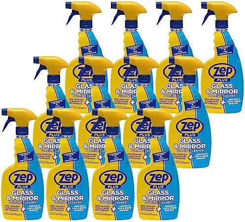 Zep Plus Glass & Mirror Cleaner - 32 Oz. (Case of 12) - R53812 - Keep Your Mirror and Glass Surfaces Clear + Streak-free While Also Preventing Mirror Fog…