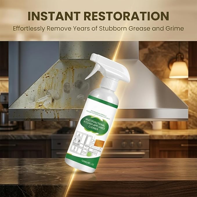 Kitchen Appliance Cleaner Spray, Multi-Purpose Cabinet Cleaner All in One, Kitchen Cabinet Cleaner for Stove Oven Range Hood Countertop, No Rinse No Scratch, 120ml/4oz (1PC)