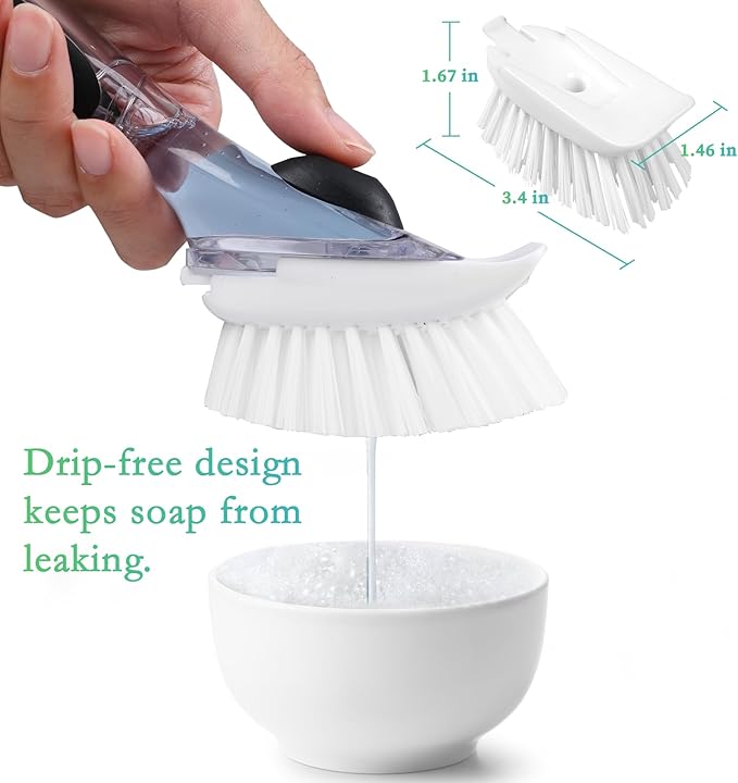New Brush Refills for OXO New Soap Dispensing Dish Brush - 4 Pack Dish Brush Cleaning Soap Dispensing Head Replacement for Scrubber