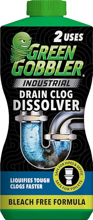 Green Gobbler Industrial Strength Grease and Hair Drain Clog Remover | Drain Cleaner Gel | Safe for Pipes, Toilets, Sinks, Tubs, Drains & Septic Systems (Packaging May Vary)