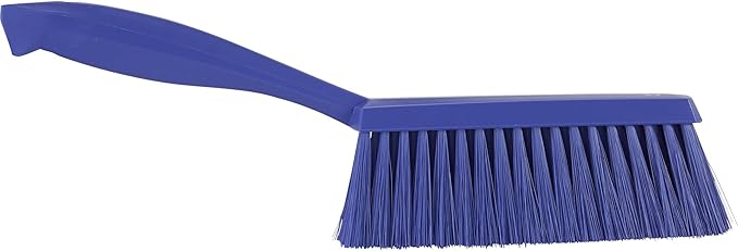 Vikan 45878 Bench Cleaning Brush, Polypropylene/Polyester Soft Bristle Dustpan Brush & Sweeper With Handle, 14-Inch, Purple