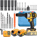 Wireless impact electric wrench kit, impact drill with charger, lithium-ion battery, portable quick charger - suitable for home and car maintenance and repair (Battery * 2+plastic box)