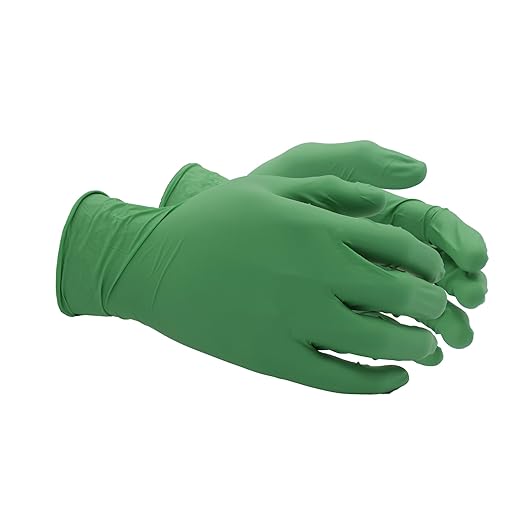 SHOWA 6110PF Sustainable EBT Latex-Free, Powder-Free, Nitrile Disposable Single Use Safety Gloves, 4 Mil, 9.5" Length, Medium (1 Box/100 Gloves)